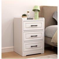 Living and Home Modern 3-Drawer MDF Bedside Table in White