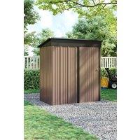 H&O Direct Outdoor Garden Galvanized Steel Lockable Apex Metal Shed in Brown