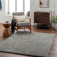 Livabliss Moda Shag-Solid Color Blue Beige Pink Grey Soft Plush Pile Living Bedroom Rug in Dark Grey | Size: 120 cm diameter