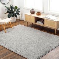 Livabliss Moda Shag-Solid Color Blue Beige Pink Grey Soft Plush Pile Living Bedroom Rug in Light Grey | Size: 120 cm diameter