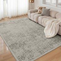 Livabliss Floransa Vintage Traditional Boho Living Dining Rug in Grey | Size: 80 cm x 220 cm