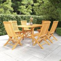Berkfield Home 7 Piece Garden Dining Set Solid Teak Wood in Brown
