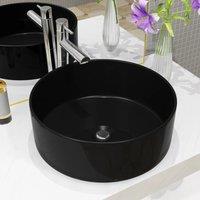 Berkfield Home Basin Ceramic Round Black 40x15 cm