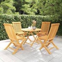 Berkfield Home 5 Piece Garden Dining Set Solid Teak Wood in Brown