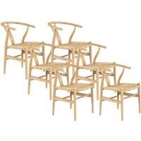 Vente-unique Set Of 6 Teak & Wicker Chairs - Natural - POGIANA in Light Oak