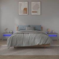 Berkfield Home Bedside Cabinets 2 pcs with LEDs Grey Sonoma 60x35x40 cm | Size: 60 x 35 x 40 cm