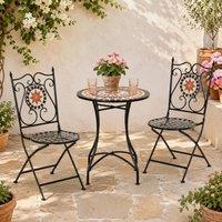 STILVORA Garden Bistro Set with Folding Chairs Black