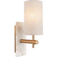Netlighting Calista Wall Lamp Vintage Brass Finish White Marble & Linen 7W LED E14