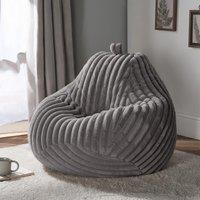 OHS Ribbed Fleece Bean Bag Chair Gaming Filled Seat in Grey
