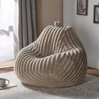 OHS Ribbed Fleece Bean Bag Chair Gaming Filled Seat in Beige