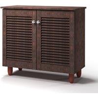 Timber Art Design Modern Shoe Storage Cabinet 2 Doors Footwear Stand Rack Unit Cupboard in Brown