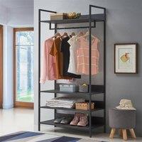 Timber Art Design Zahra Bedroom Open Wardrobe 4 Shelves Furniture Storage Cupboard in Black