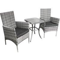 Monstershop Jard Rattan Bistro Set Light Grey