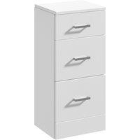 Balterley Floor Standing 3 Drawer Bathroom Unit Gloss White 350mm
