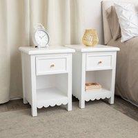 Melody Maison Pair Of One Drawer Scalloped Bedside Tables - Staunton White Range
