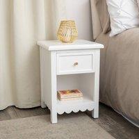Melody Maison One Drawer Scalloped Bedside Table - Staunton White Range