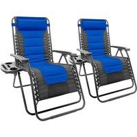 Harbour Housewares 2 Piece Padded Zero Gravity Chair Set in Blue
