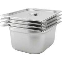 Argon Tableware Steel Gastronorm Containers with Lids - 1/2 150mm - 8.5L - Set of 4 in Silver