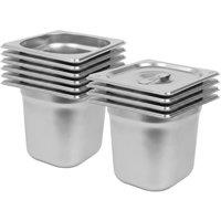 Argon Tableware Steel Gastronorm Containers with Lids - 1/6 150mm - 2.25L - Set of 10 in Silver