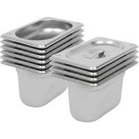 Argon Tableware Steel Gastronorm Containers with Lids - 1/9 100mm - 800ml - Set of 10 in Silver