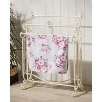 Dibor Vintage Three Rung Towel Rack Cast Iron Ornate Scrolled Freestanding Towel Rail in White | Size: Medium