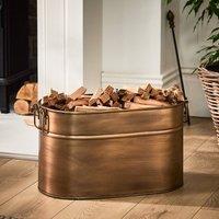 Dibor Antique Brass Medium Oval Fireplace Log Storage Bucket Coal Bucket in Gold