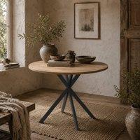 Wyld Haus Luhalari 120 cm Round Industrial Dining Table Oak Effect Top in Natural