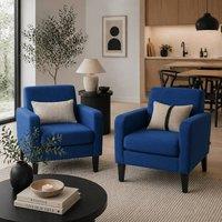Wyld Haus Lita Ralo Set of 2 Blue Modern Accent Armchairs with Black Legs