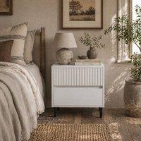 Wyld Haus Cove White 2 Drawer Bedside Table with Indented Line Detail