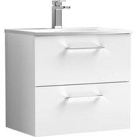 Balterley Bathroom 2-Drawer Wall-Hung Curved Basin Vanity Unit, White, 600mm in White