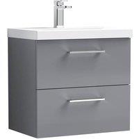 Balterley Bathroom 2 Soft Close Drawer, Wall Hung Vanity Unit, Satin Grey, 600mm in Grey
