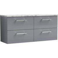 Balterley Level 1200mm Wall Hung 4 Drawer Unit & Laminate Worktop - Satin Grey