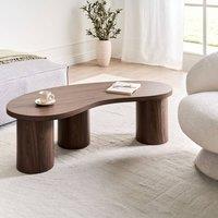 Wyld and Coco Kidney-Shaped Coffee Table - Dark Walnut Veneer 130 x 52 cm in Brown