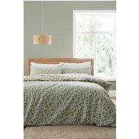 Bianca 'Shadow Leaves' 200TC Cotton Duvet Cover Set in Green | Size: Super King