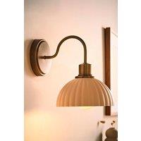 ValueLights Bourton Cream Ribbed Dome Wall Light with Bulb in Gold