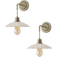 ValueLights Holborn Pair of Brush Gold Wall Lights with Adjustable Scallop Shades