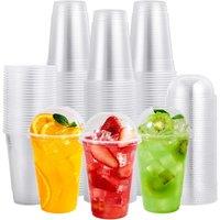 ECONX 100 X Smoothie Cups with Dome Lids 12oz Strong Clear Plastic Cups | Size: 500 Piece
