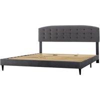 MCC Direct Velvet Superking Bed Frame with Adjustable Headboard Cheyenne in Dark Grey | Size: Super King
