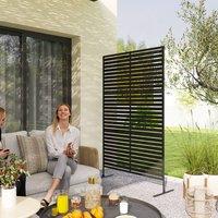 OUTSUNNY Outdoor Privacy Screen, Freestanding Outdoor Divider, Striped Black