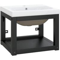 Berkfield Home Bathroom Washbasin Frame with Built-in Basin Black Iron