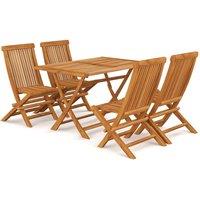 Berkfield Home 5 Piece Garden Dining Set Solid Teak Wood in Brown