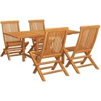 Berkfield Home 5 Piece Garden Dining Set Solid Teak Wood in Brown