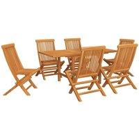 Berkfield Home 7 Piece Garden Dining Set Solid Teak Wood in Brown