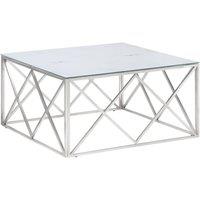 Berkfield Home Coffee Table Silver Stainless Steel & Tempered Glass