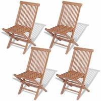 Berkfield Home Folding Garden Chairs 4 pcs Solid Teak Wood in Brown