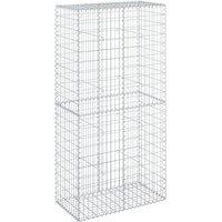 Berkfield Home Gabion Basket with Cover 100x50x200 cm Galvanised Iron in Silver | Size: 100 x 50 x 200 cm