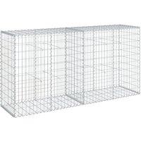Berkfield Home Gabion Basket with Cover 200x50x100 cm Galvanised Iron in Silver | Size: 200 x 50 x 100 cm