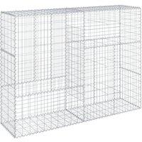 Berkfield Home Gabion Basket with Cover 200x50x150 cm Galvanised Iron in Silver | Size: 200 x 50 x 150 cm