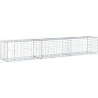 Berkfield Home Gabion Basket with Cover 300x50x50 cm Galvanised Iron in Silver | Size: 300 x 50 x 50 cm