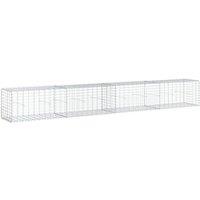 Berkfield Home Gabion Basket with Cover 400x50x50 cm Galvanised Iron in Silver | Size: 400 x 50 x 50 cm